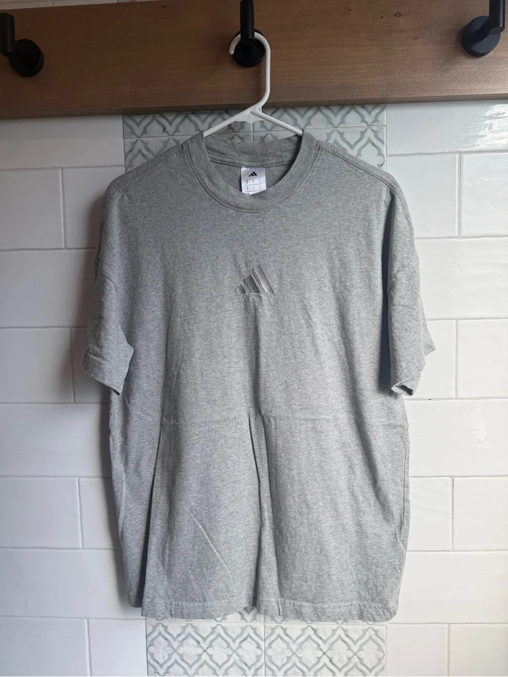 adidas Men's Light Gray Short Sleeve Logo Tee